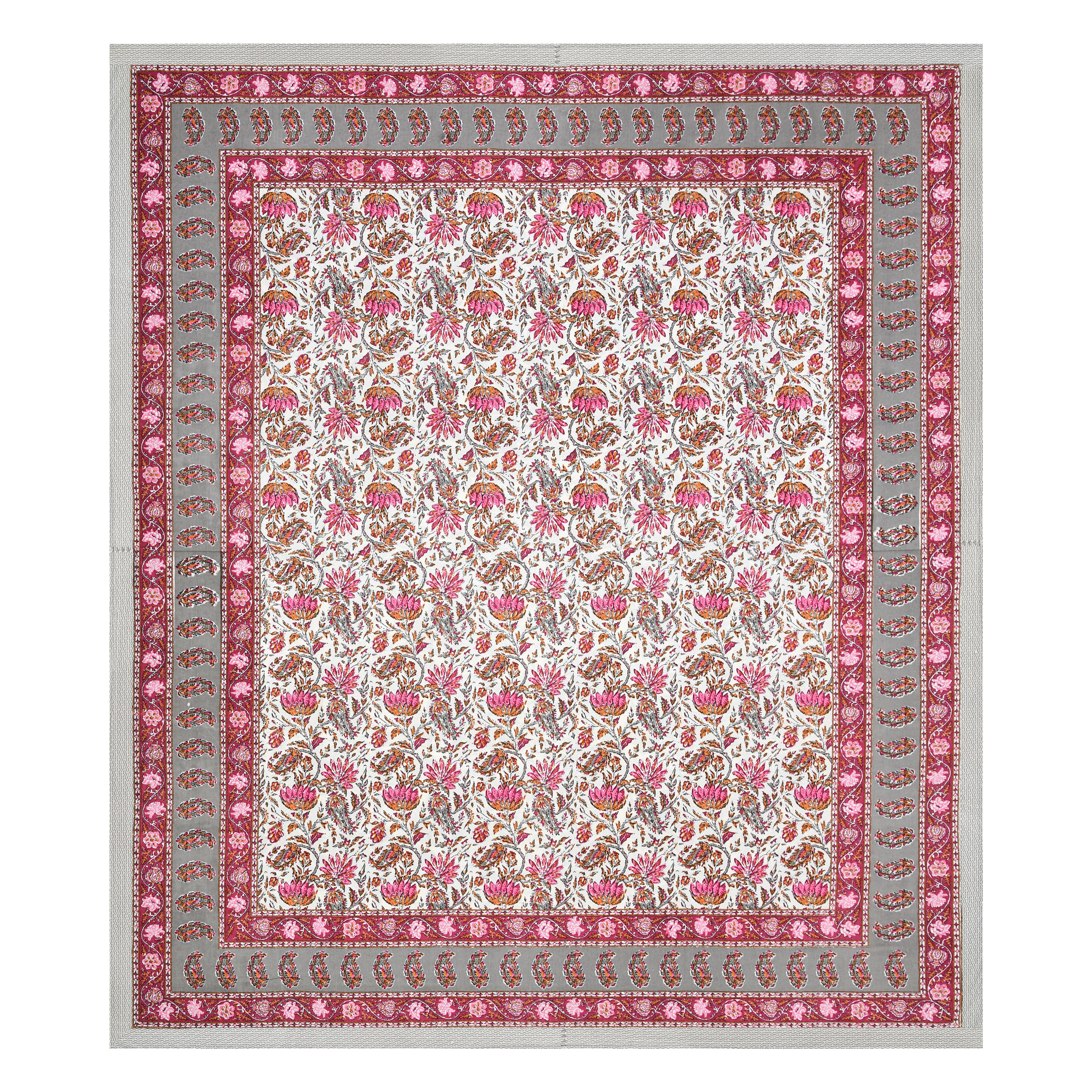 Floral Print Cotton Double King Bedsheet with 2 Pillow Covers
