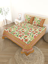 Cotton Printed Bedsheet with 2 Pillow Covers - (108 x 108 Inch)