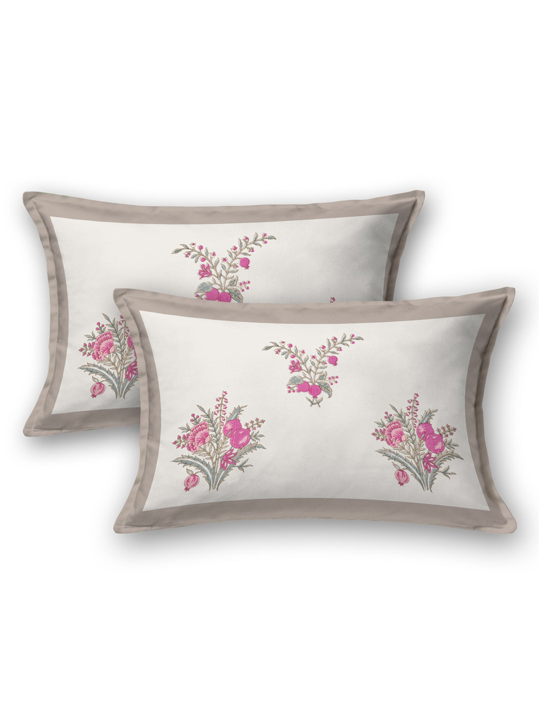 Handblock Print Super King Bedsheet in Extra Soft Percale Cotton with 2 Pillow covers
