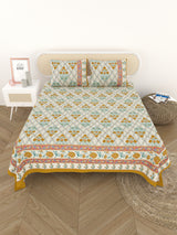 Cotton Printed Bedsheet with 2 Pillow Covers - (108 x 108 Inch)