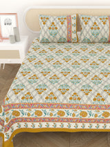 Cotton Printed Bedsheet with 2 Pillow Covers - (108 x 108 Inch)