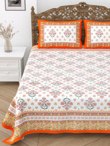 Floral Print Cotton Double King Bedsheet with 2 Pillow Covers