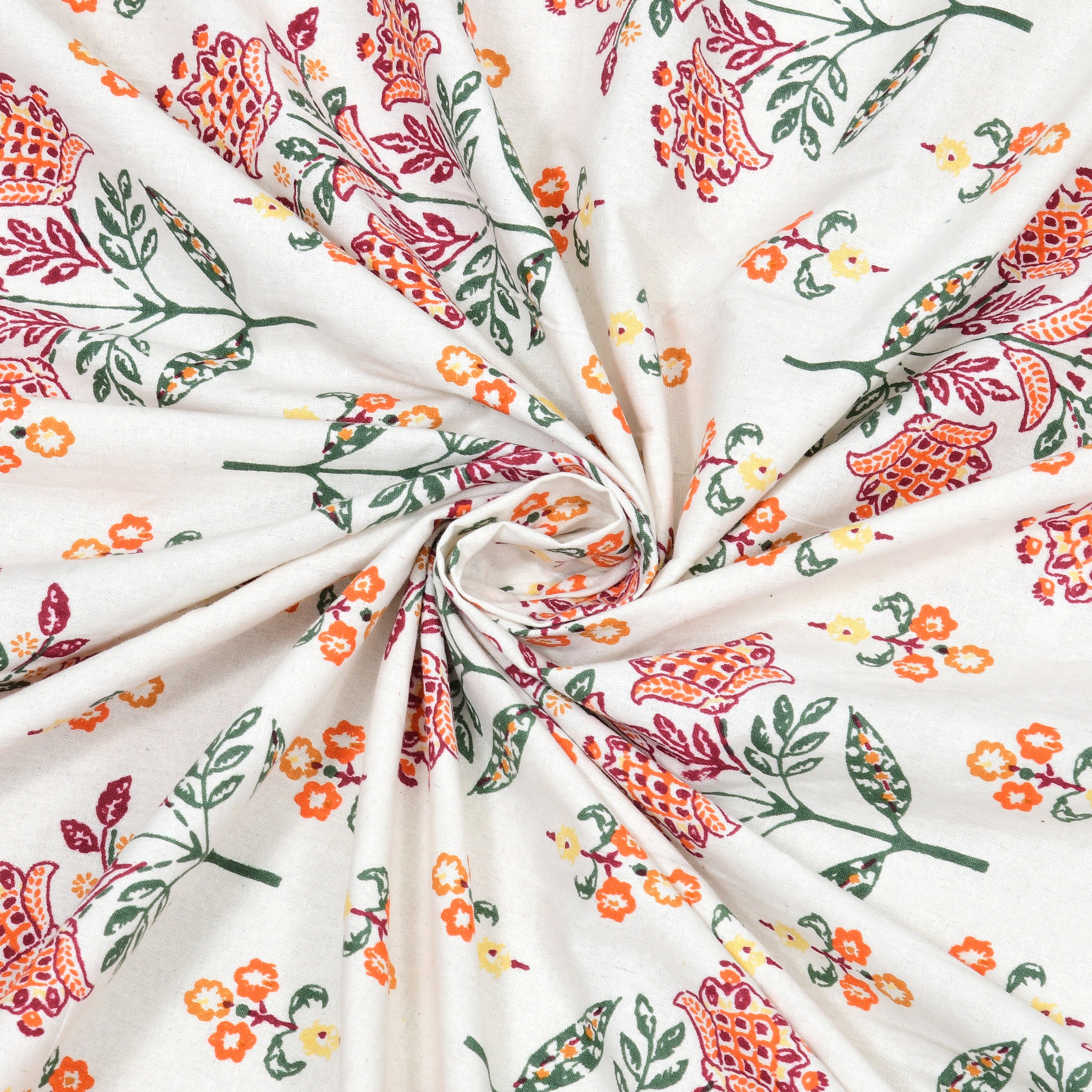 Floral Print Cotton Double King Bedsheet with 2 Pillow Covers