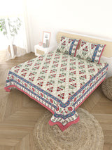 Cotton Printed Bedsheet with 2 Pillow Covers - (108 x 108 Inch)