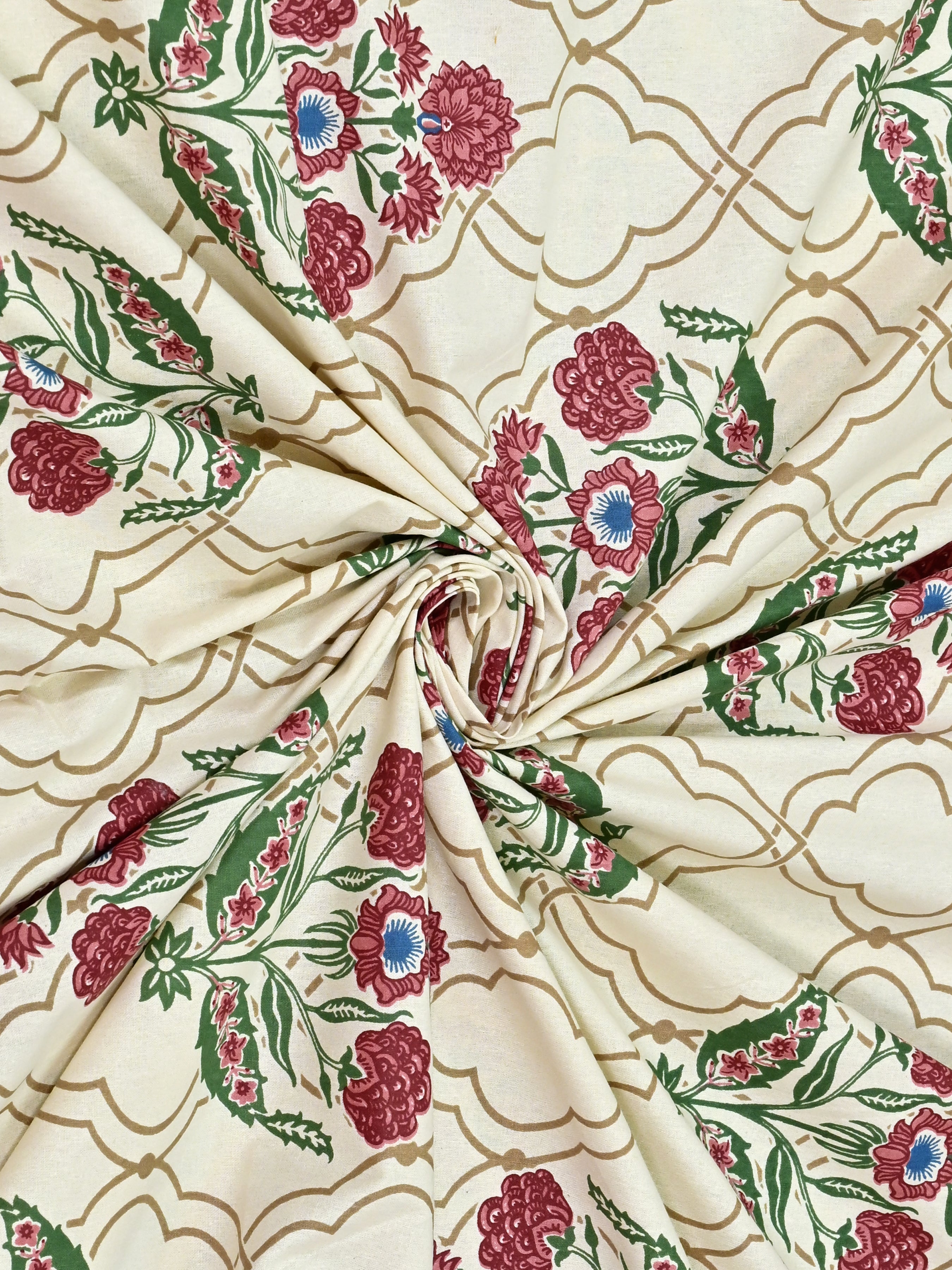 Cotton Printed Bedsheet with 2 Pillow Covers - (108 x 108 Inch)