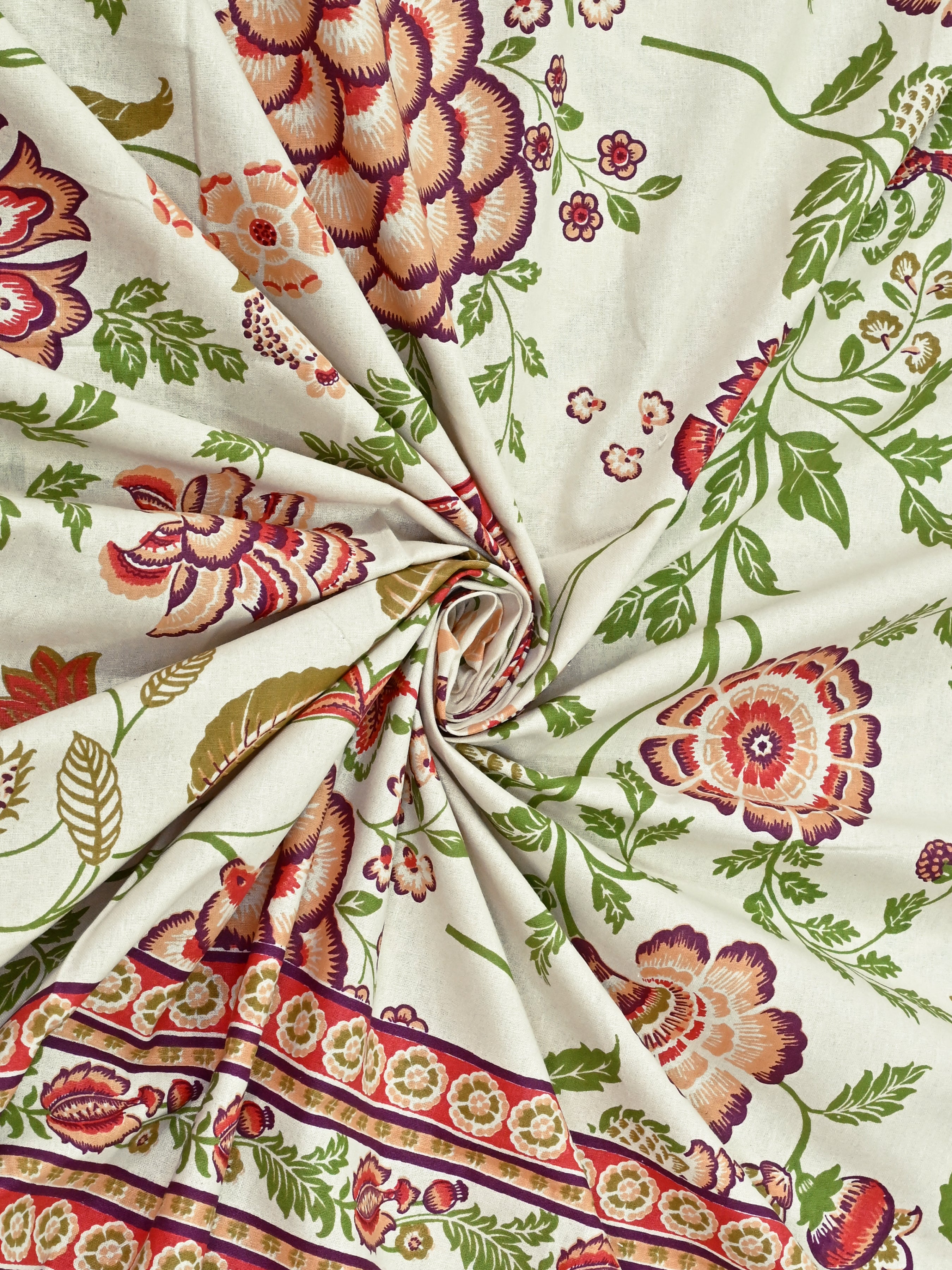 Cotton Printed Bedsheet with 2 Pillow Covers - (108 x 108 Inch)