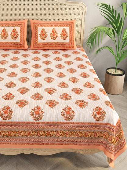 Cotton Double King Bedsheet with 2 Pillow Covers