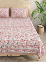 Floral Print Cotton Double King Bedsheet with 2 Pillow Covers