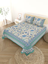 Cotton Printed Bedsheet with 2 Pillow Covers - (108 x 108 Inch)