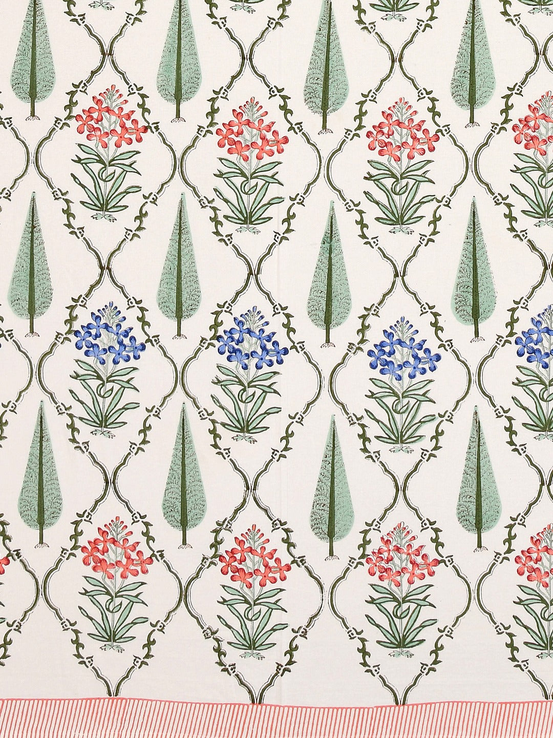 Handblock Printed Double King Bedsheet with 2 Pillow Covers