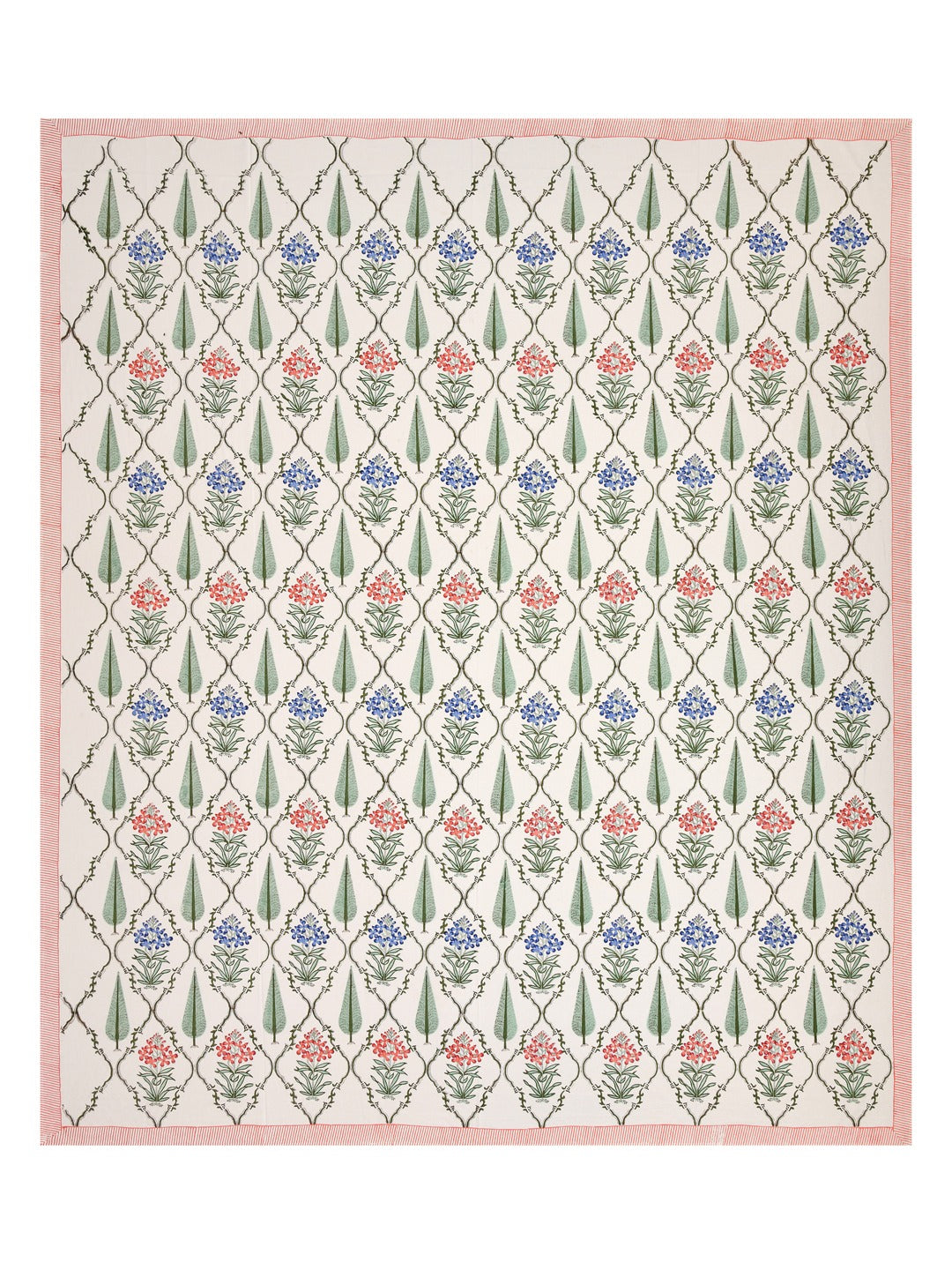 Handblock Printed Double King Bedsheet with 2 Pillow Covers