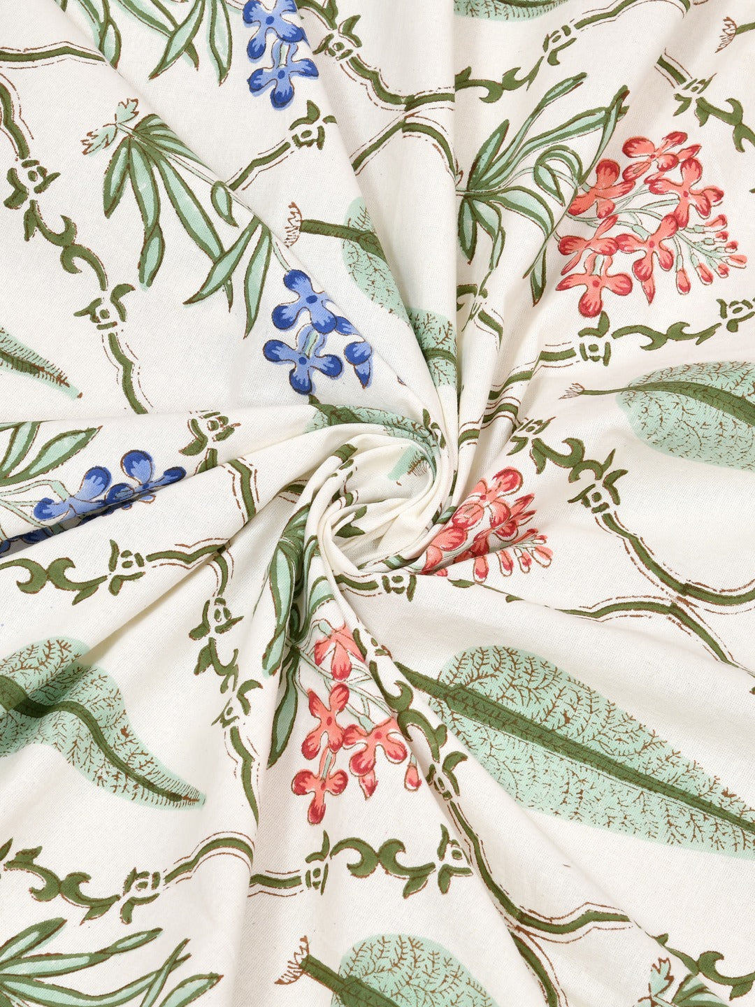 Handblock Printed Double King Bedsheet with 2 Pillow Covers