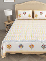 Handblock Printed Double King Bedsheet with 2 Pillow Covers