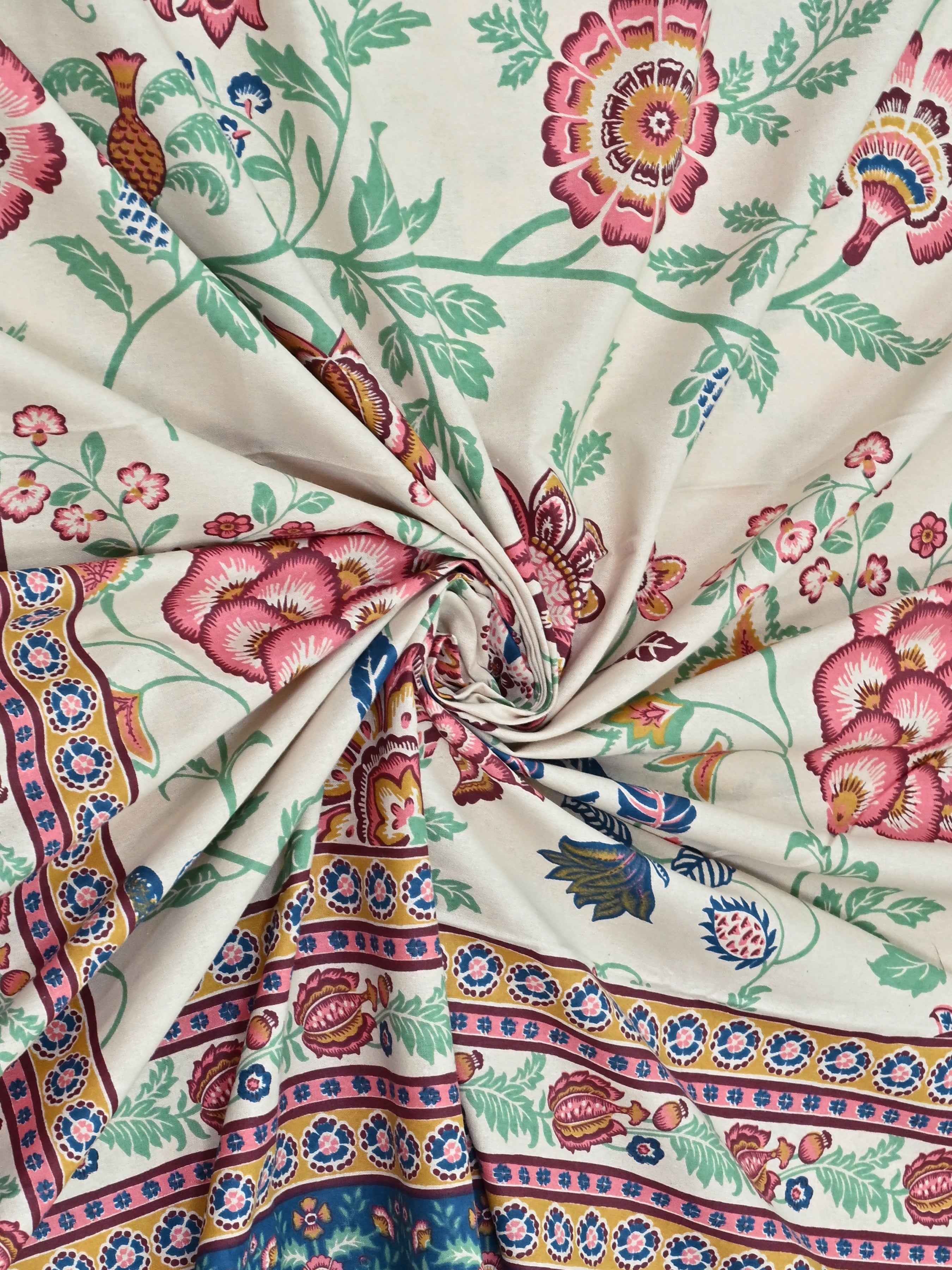 Cotton Printed Bedsheet with 2 Pillow Covers - (108 x 108 Inch)