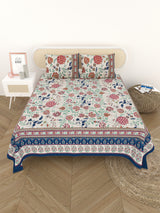 Cotton Printed Bedsheet with 2 Pillow Covers - (108 x 108 Inch)