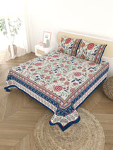 Cotton Printed Bedsheet with 2 Pillow Covers - (108 x 108 Inch)