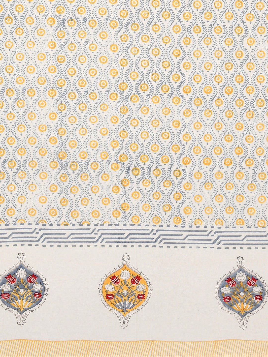 Handblock Printed Double King Bedsheet with 2 Pillow Covers