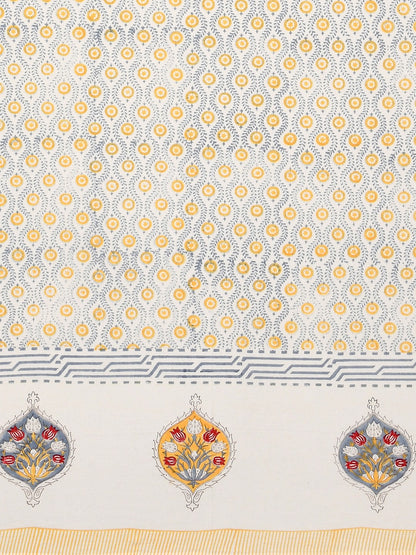 Handblock Printed Double King Bedsheet with 2 Pillow Covers