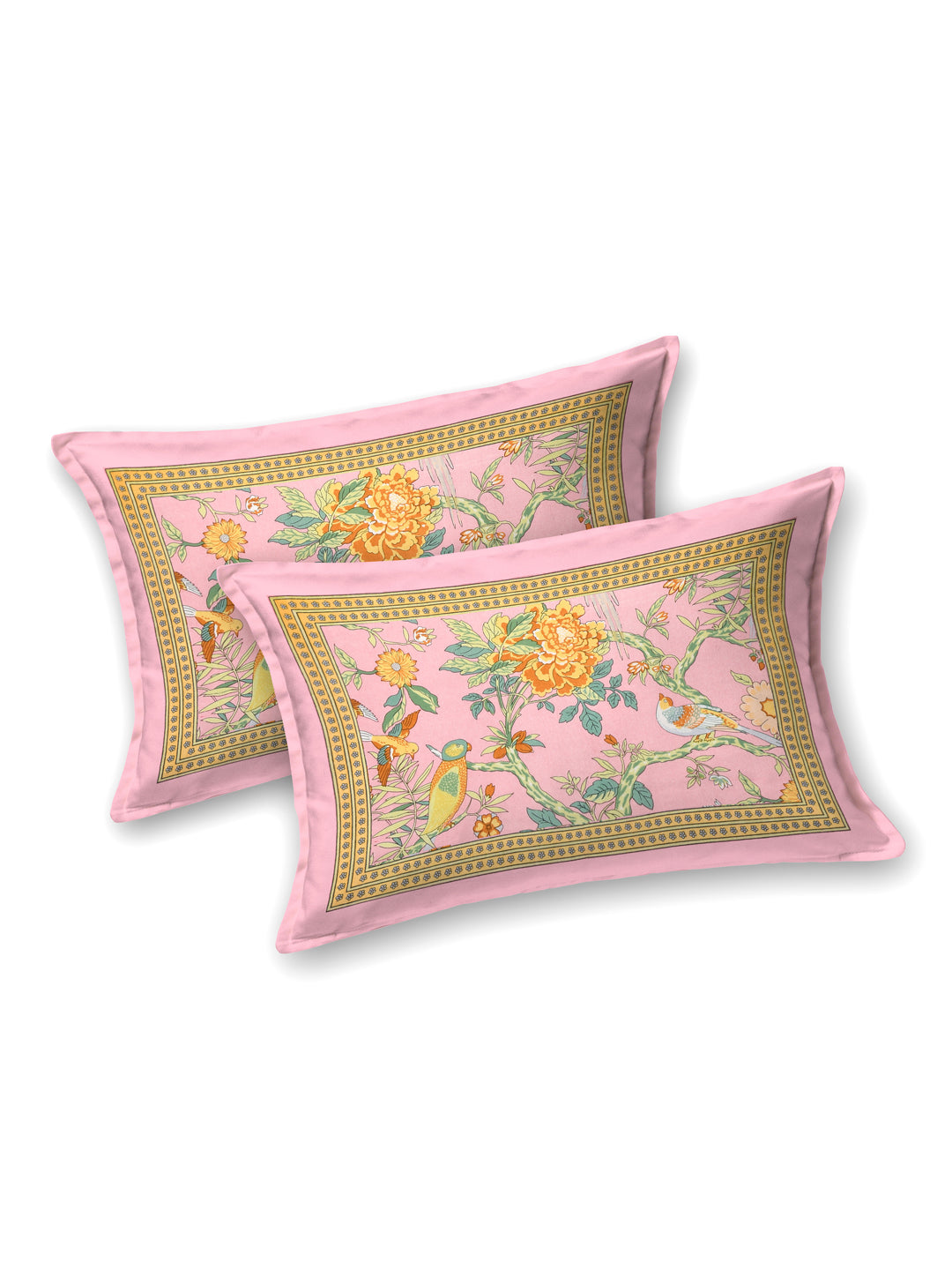 Floral Print Cotton Double King Bedsheet with 2 Pillow Covers