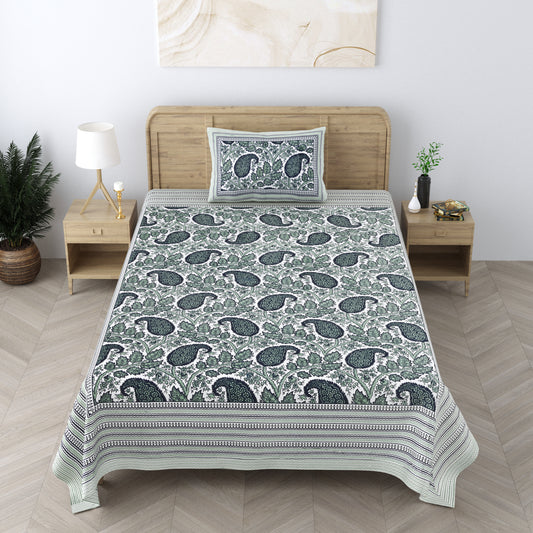 Cotton Floral Print Single bedsheet with 1 Pillow Cover