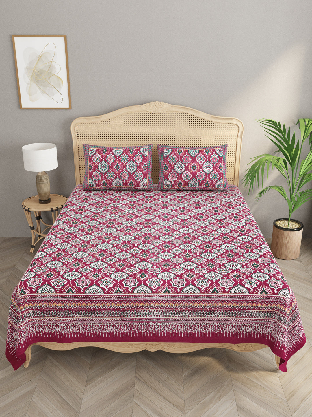 Diwali Gift Box – Premium Double Cotton Bedsheet, 2 Rakhi & 6 Beaded Coasters
