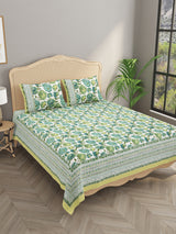 Floral Print Super King Cotton Bedsheet with 2 Pillow Covers
