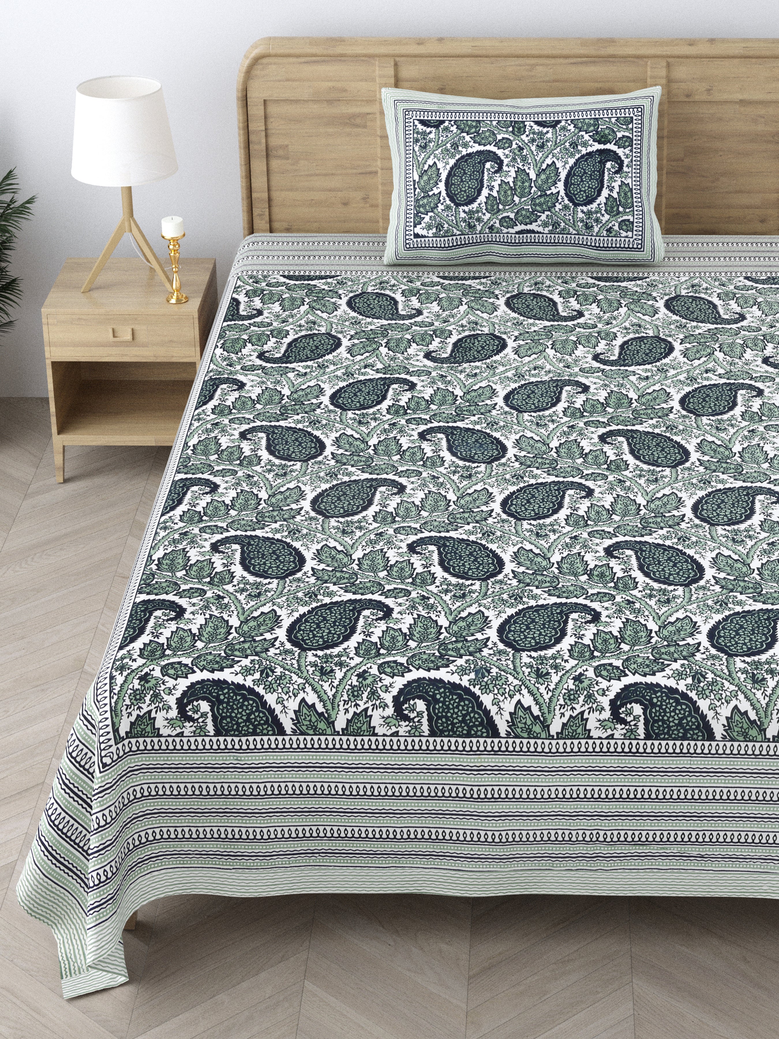 Cotton Floral Print Single bedsheet with 1 Pillow Cover