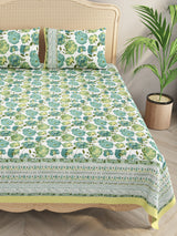 Floral Print Super King Cotton Bedsheet with 2 Pillow Covers