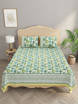 Floral Print Super King Cotton Bedsheet with 2 Pillow Covers