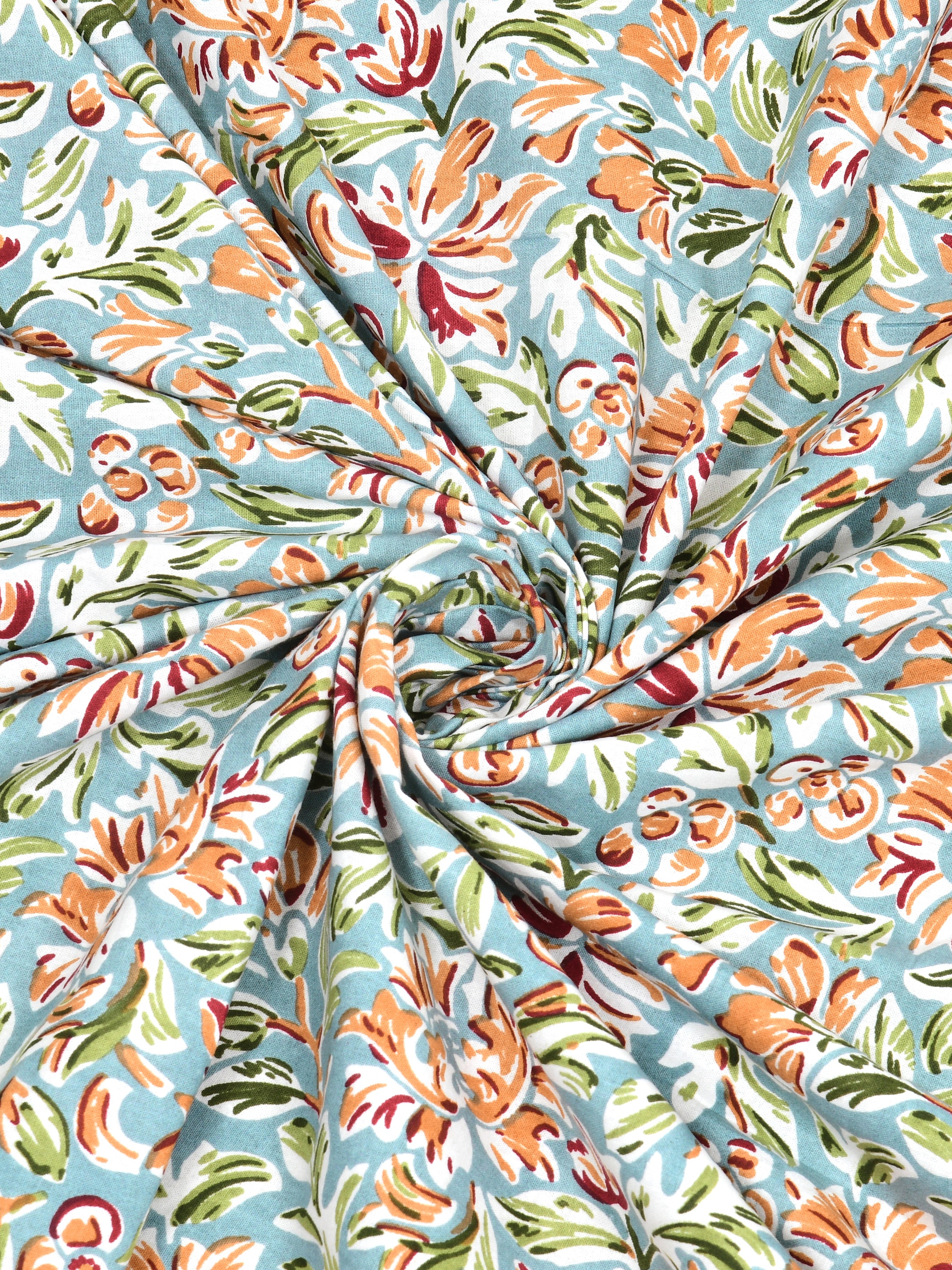 Floral Print Cotton Double King Bedsheet with 2 Pillow Covers