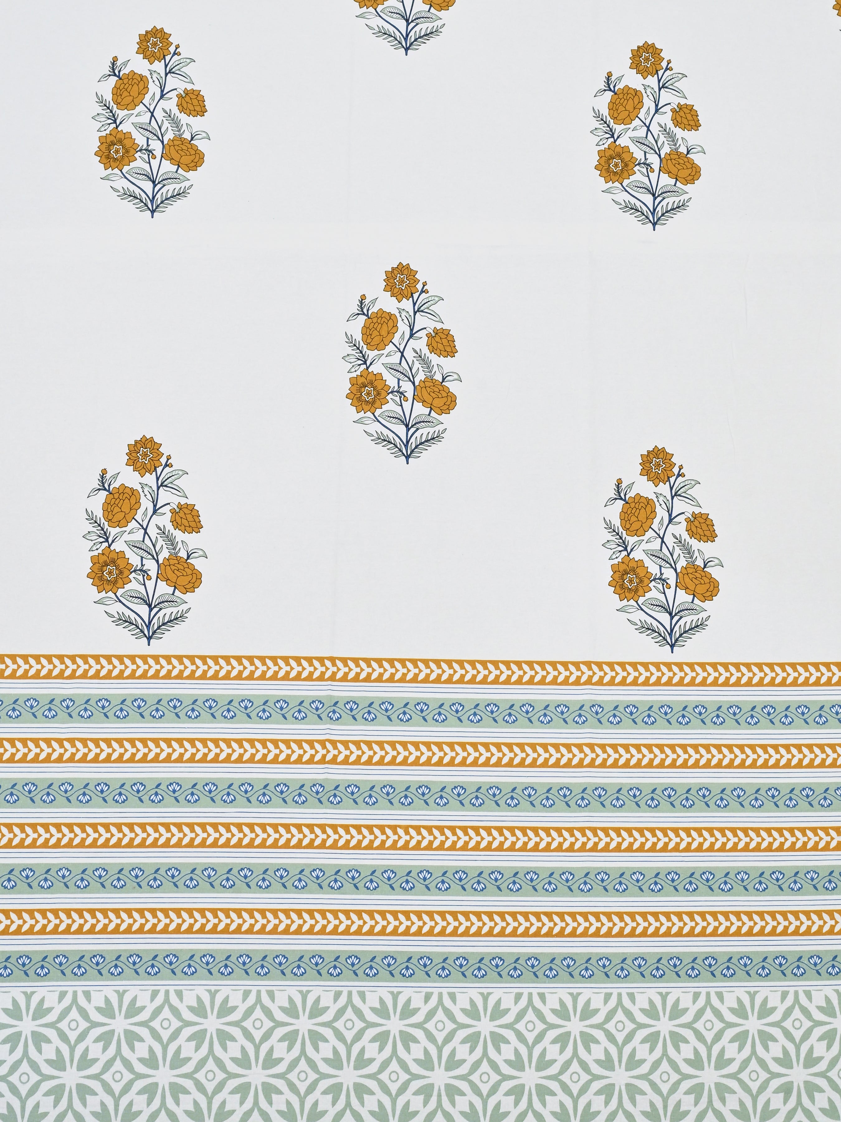 Extra Soft Percale Cotton Super King Handblock Print Bedsheet with 2 Pillow Covers