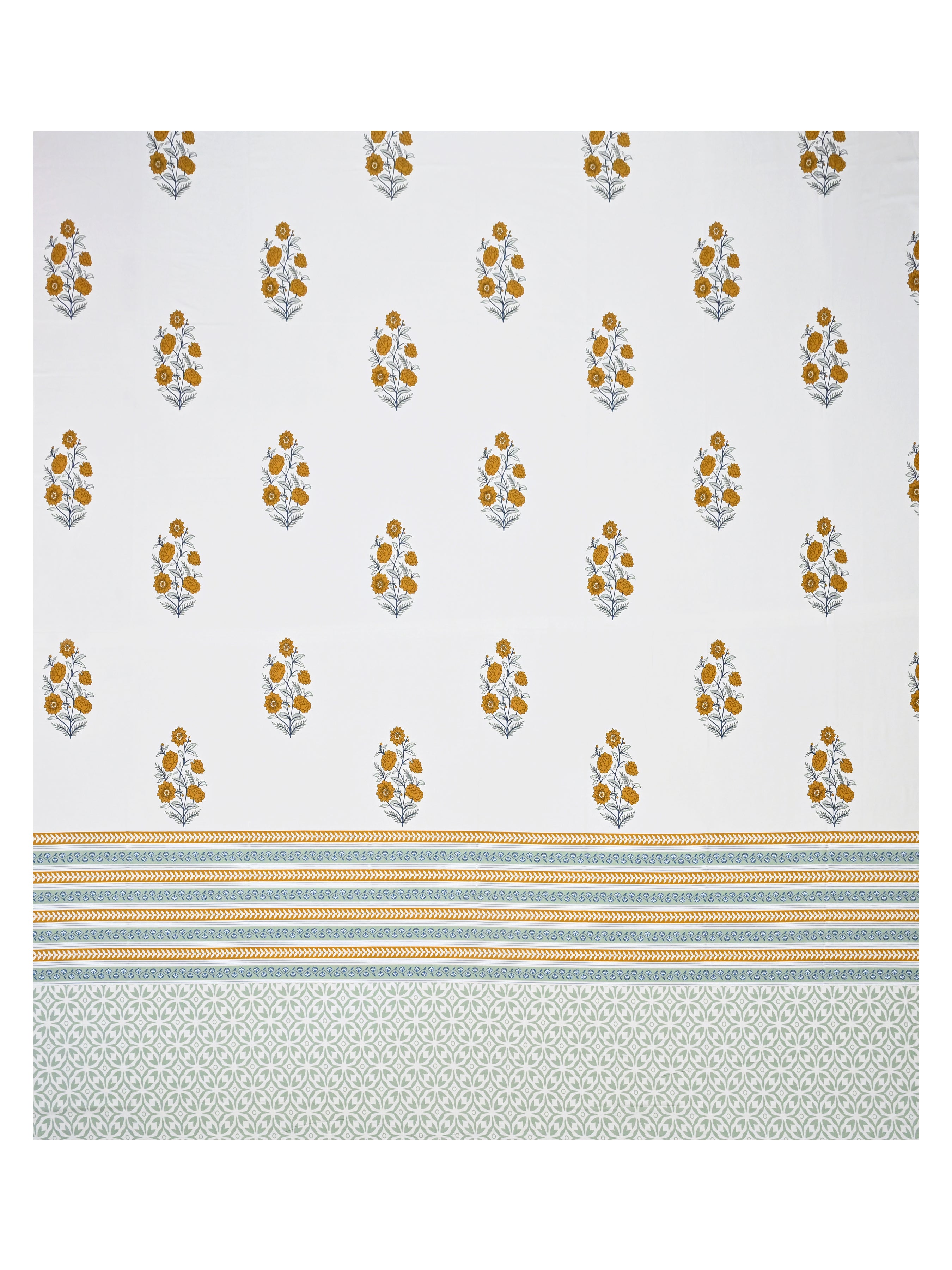 Extra Soft Percale Cotton Super King Handblock Print Bedsheet with 2 Pillow Covers