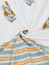 Extra Soft Percale Cotton Super King Handblock Print Bedsheet with 2 Pillow Covers