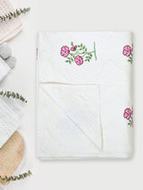 Quilted Floral Printed Reversible Bedcover with 2 Pillow Covers