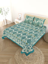 Cotton Printed Bedsheet with 2 Pillow Covers - (108 x 108 Inch)