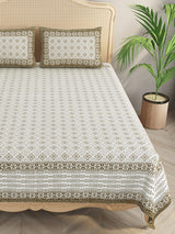 Floral Print Cotton Double King Bedsheet with 2 Pillow Covers