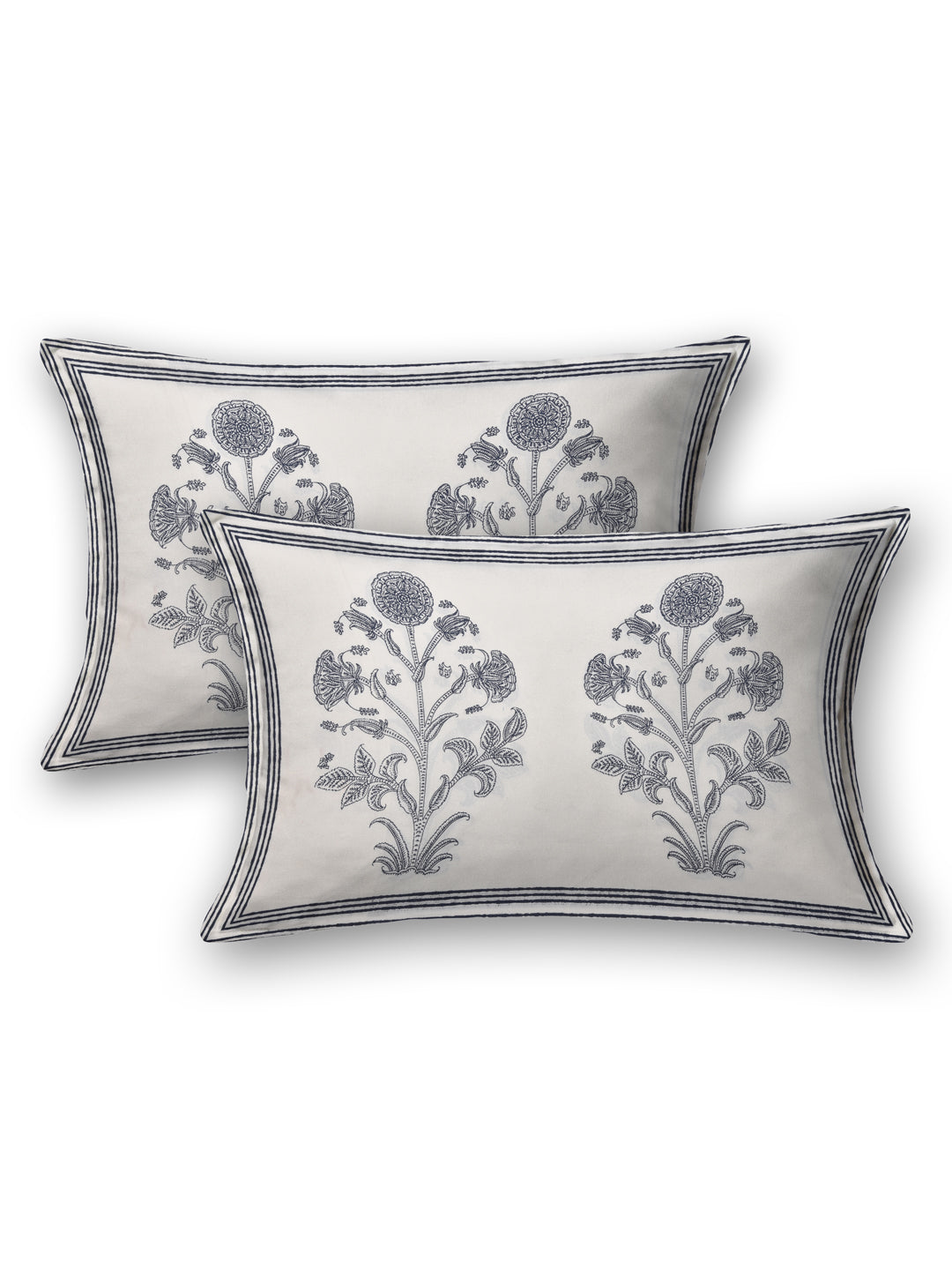 Handblock Print Super King Bedsheet in Extra Soft Percale Cotton with 2 Pillow covers