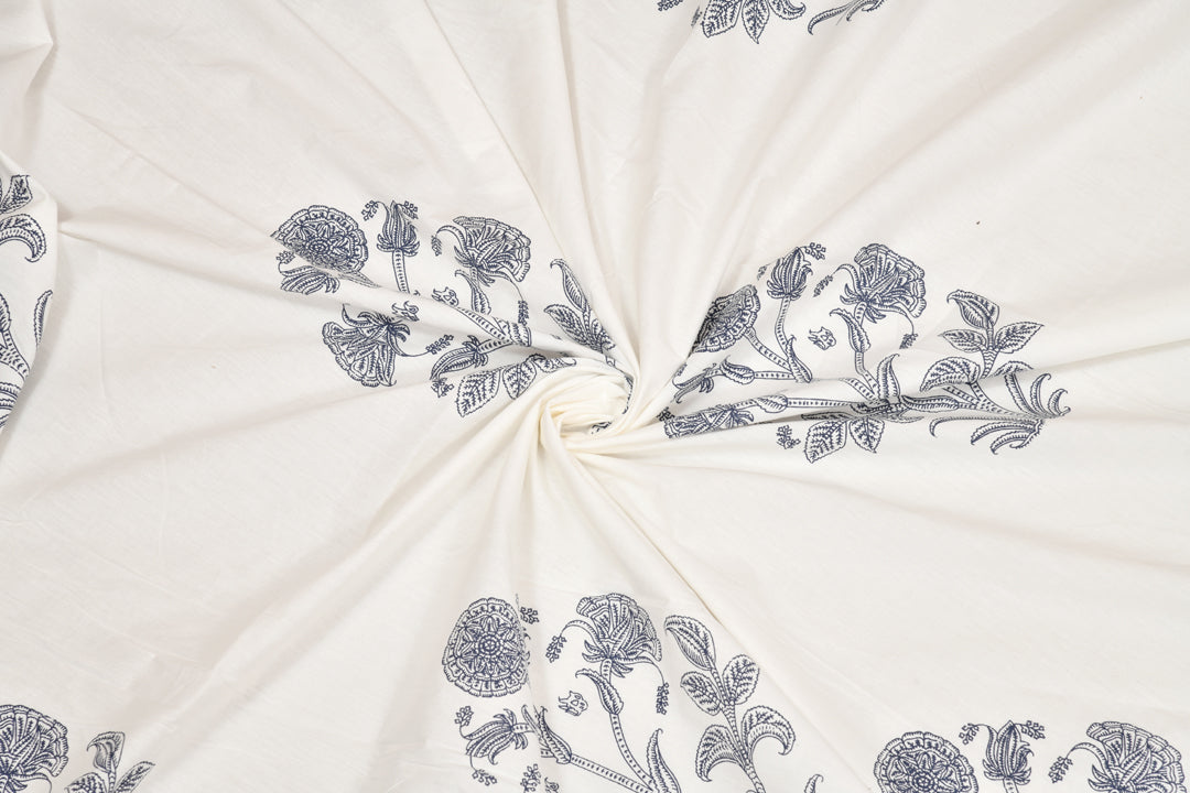 Handblock Print Super King Bedsheet in Extra Soft Percale Cotton with 2 Pillow covers