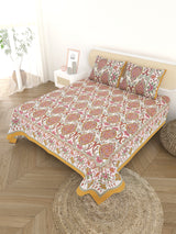 Cotton Printed Bedsheet with 2 Pillow Covers - (108 x 108 Inch)