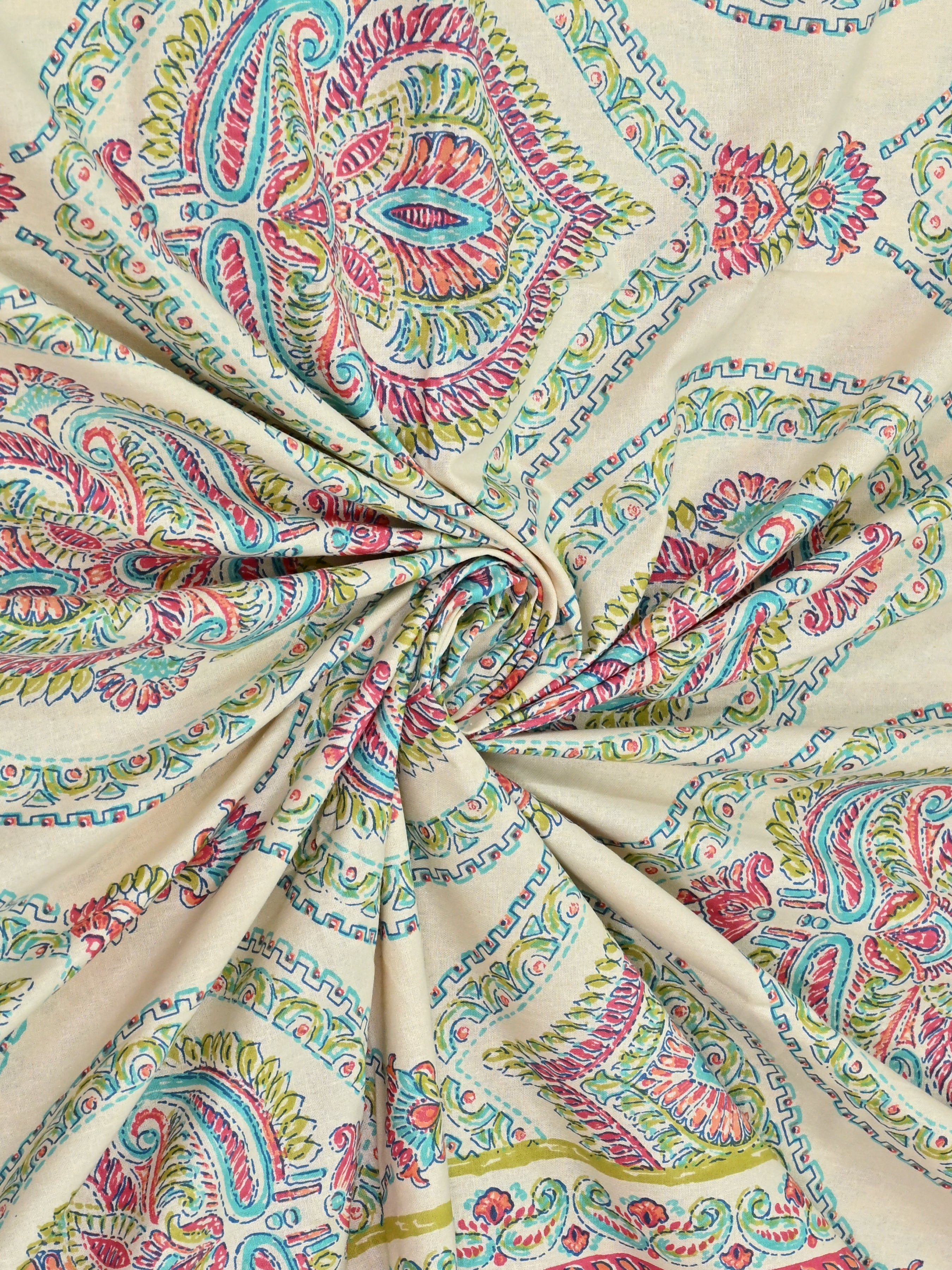 Cotton Printed Bedsheet with 2 Pillow Covers - (108 x 108 Inch)