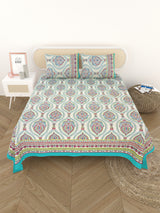 Cotton Printed Bedsheet with 2 Pillow Covers - (108 x 108 Inch)