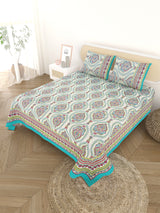 Cotton Printed Bedsheet with 2 Pillow Covers - (108 x 108 Inch)