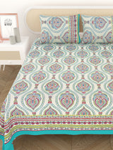 Cotton Printed Bedsheet with 2 Pillow Covers - (108 x 108 Inch)