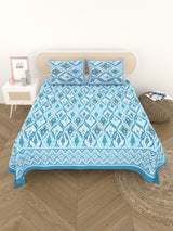 Cotton Printed Bedsheet with 2 Pillow Covers - (108 x 108 Inch)