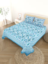 Cotton Printed Bedsheet with 2 Pillow Covers - (108 x 108 Inch)