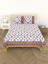 Cotton Printed Bedsheet with 2 Pillow Covers - (108 x 108 Inch)
