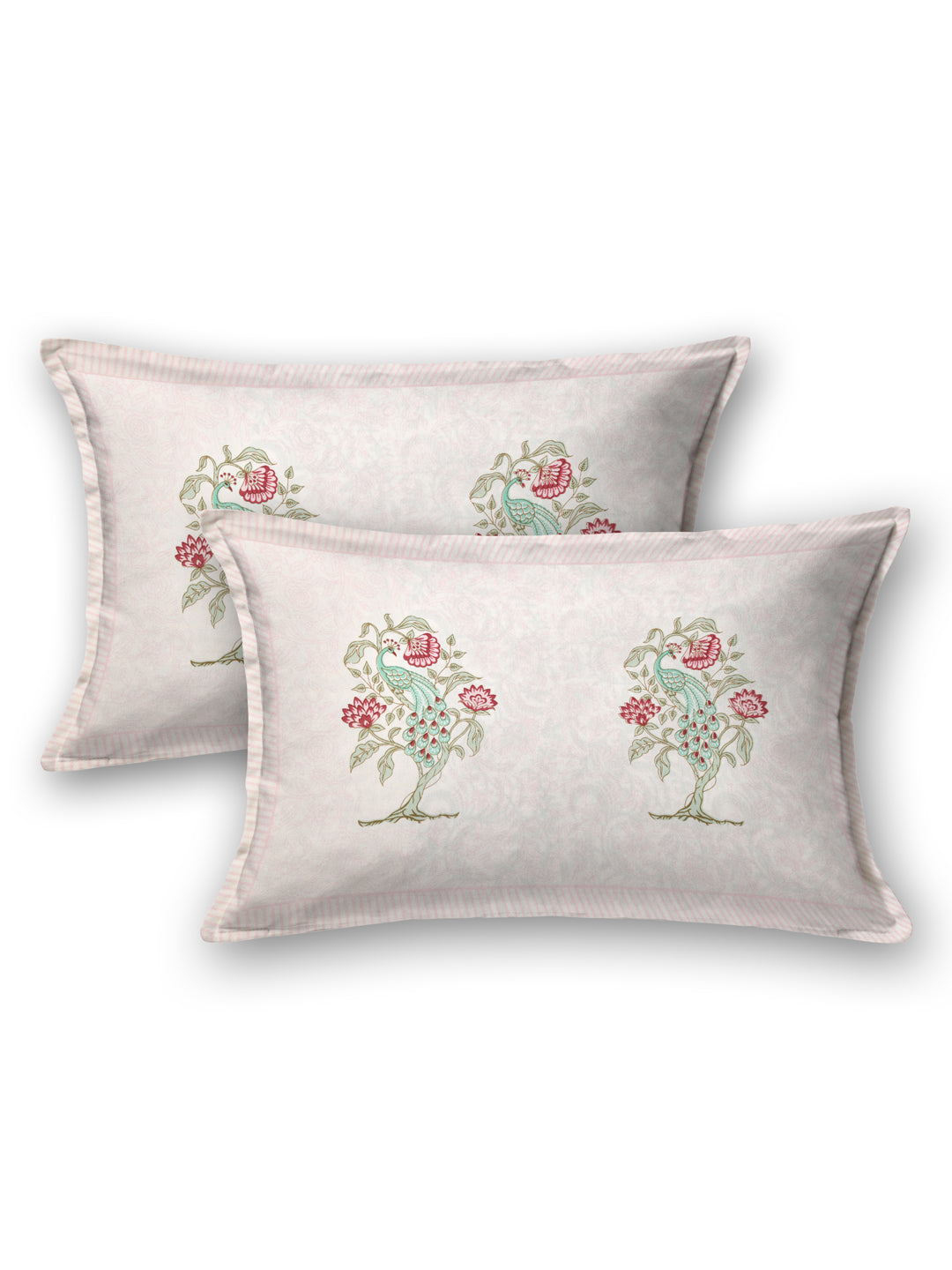 Handblock Print Super King Bedsheet in Extra Soft Percale Cotton with 2 Pillow covers
