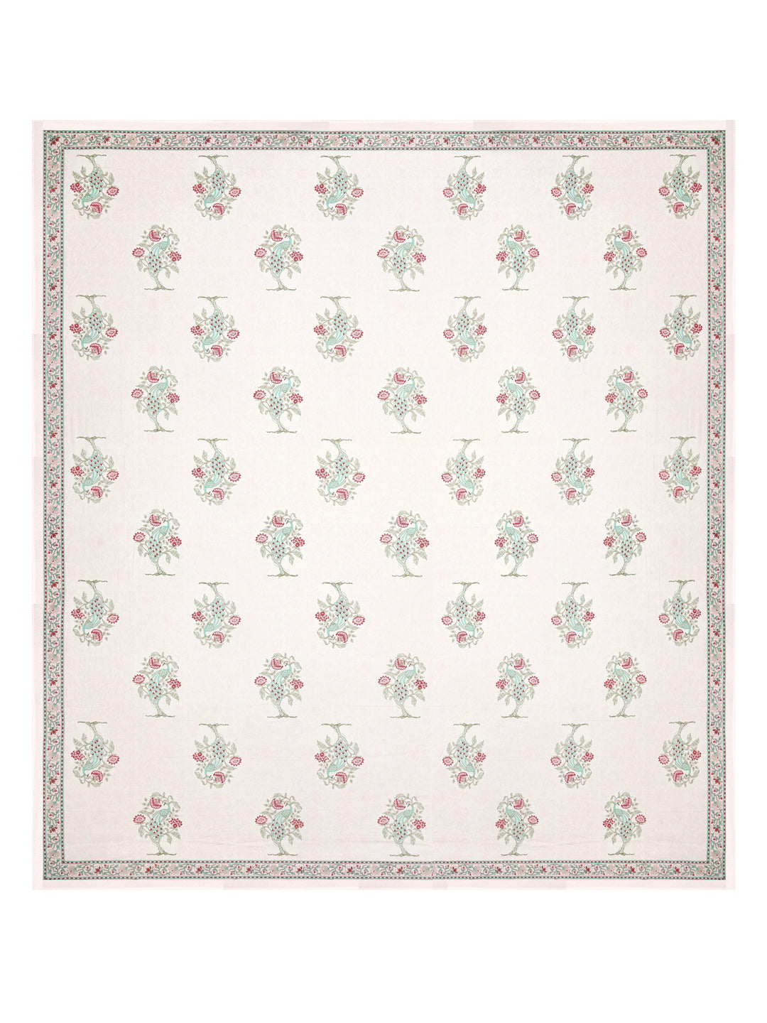 Handblock Print Super King Bedsheet in Extra Soft Percale Cotton with 2 Pillow covers
