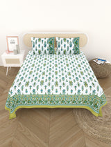 Cotton Printed Bedsheet with 2 Pillow Covers - (108 x 108 Inch)