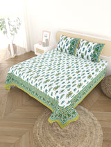 Cotton Printed Bedsheet with 2 Pillow Covers - (108 x 108 Inch)